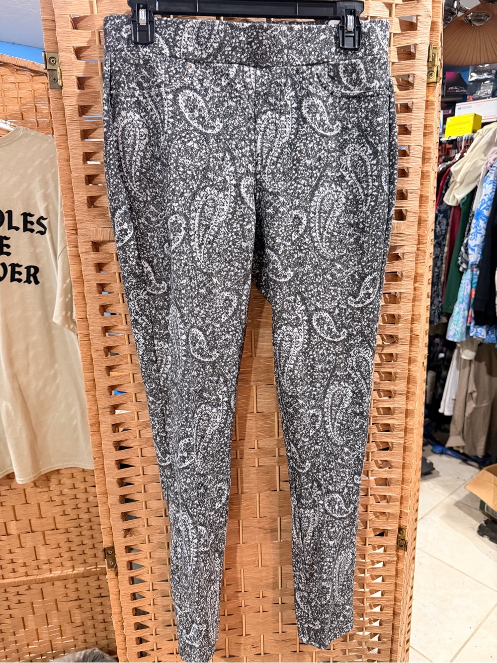 Michael Kors Black and White Paisley Print Leggings
